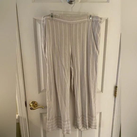 Loft Cropped Wide Leg Linen Pant - Sz L - Picture 1 of 4